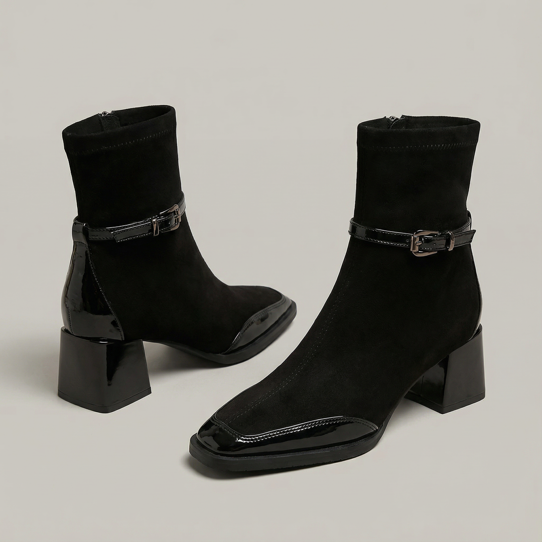 Orthopedische dames enkelboots met vierkante neus, perfect voor dagelijks comfort.