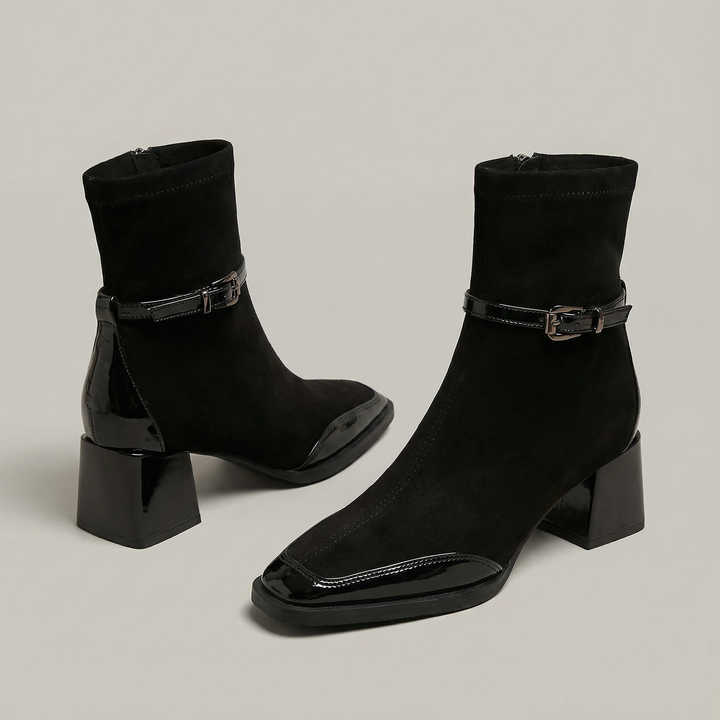 Orthopedische dames enkelboots met vierkante neus, perfect voor dagelijks comfort.
