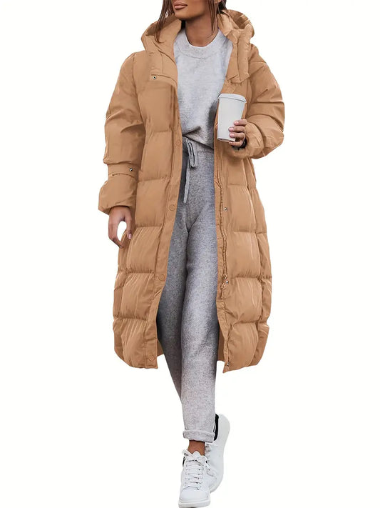 "Lange dames winterjas met waterdicht teddy design, ademende stof en elegante uitstraling, ideaal voor koud weer."