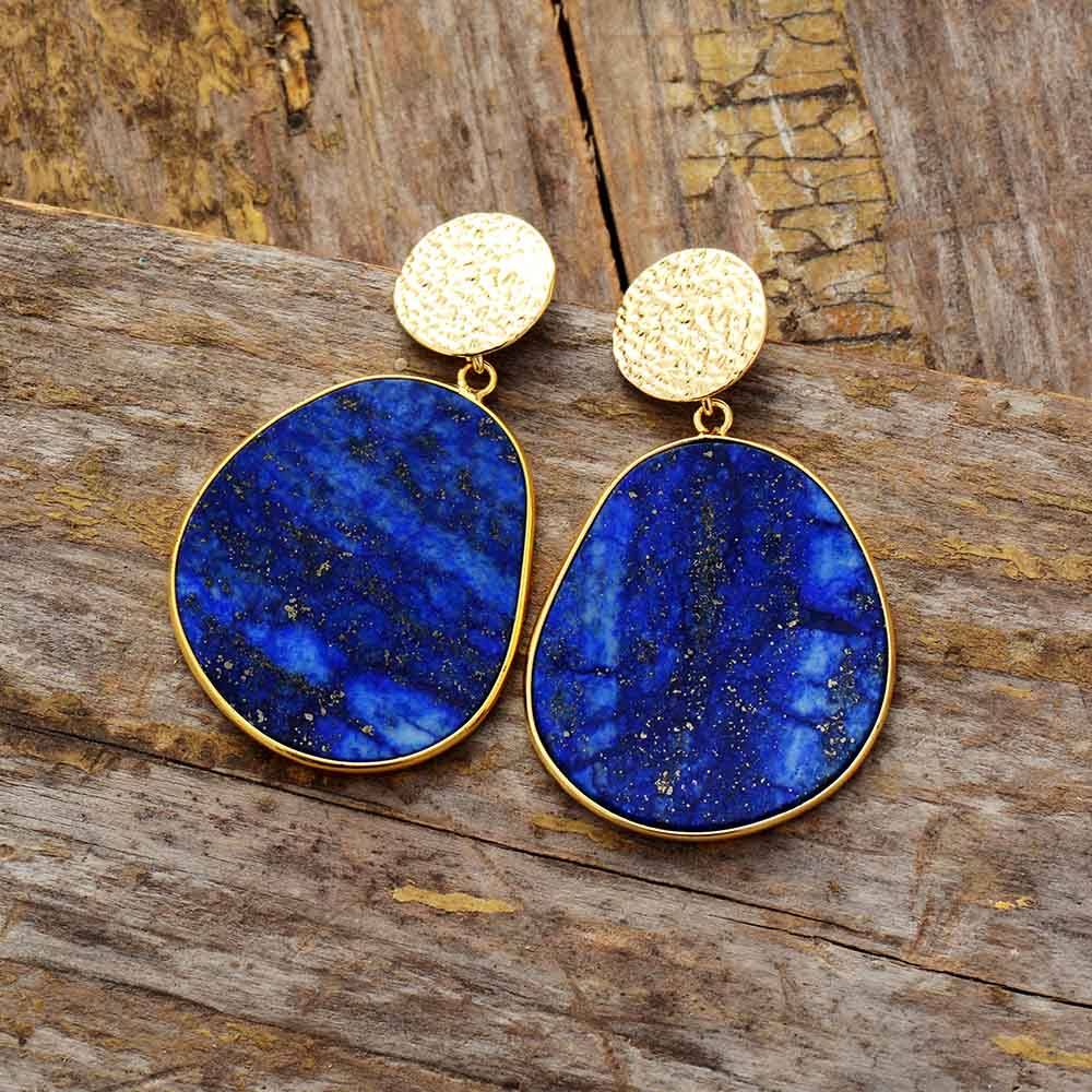 Dames lapis lazuli oorbellen, handgemaakt en elegant, perfecte beschermende edelsteen sieraden.
