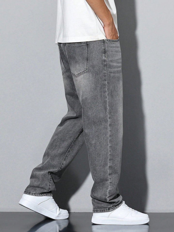 Relaxte straight leg herenjeans voor heren, comfortabele pasvorm voor de hele dag.