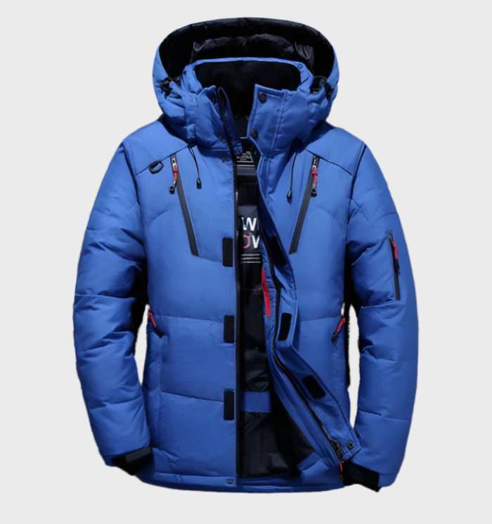 Stijlvolle heren winterjas, gewatteerd pufferjack met capuchon voor optimaal comfort en bovenkleding mode.