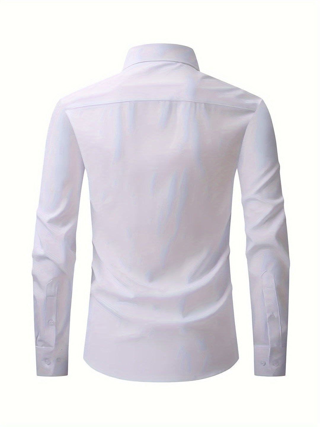 Wit effen heren overhemd met lange mouw en reverskraag, essentieel voor zakelijke en casual outfits.