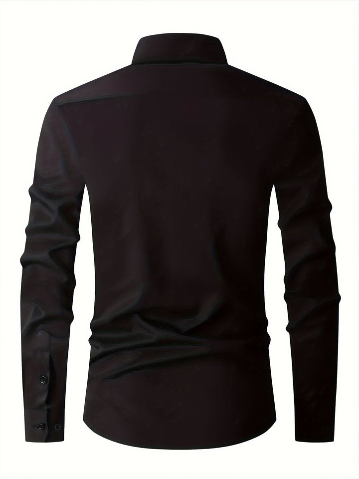 Formeel effen heren overhemd met reverskraag, perfect voor de lente en herfst, een must-have in elke garderobe.