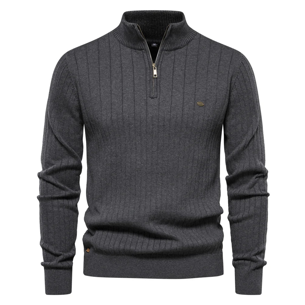 Modieuze en comfortabele heren trui met rits, perfect voor casual herfst- en winterstijlen.
