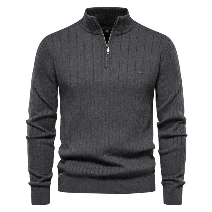 Modieuze en comfortabele heren trui met rits, perfect voor casual herfst- en winterstijlen.