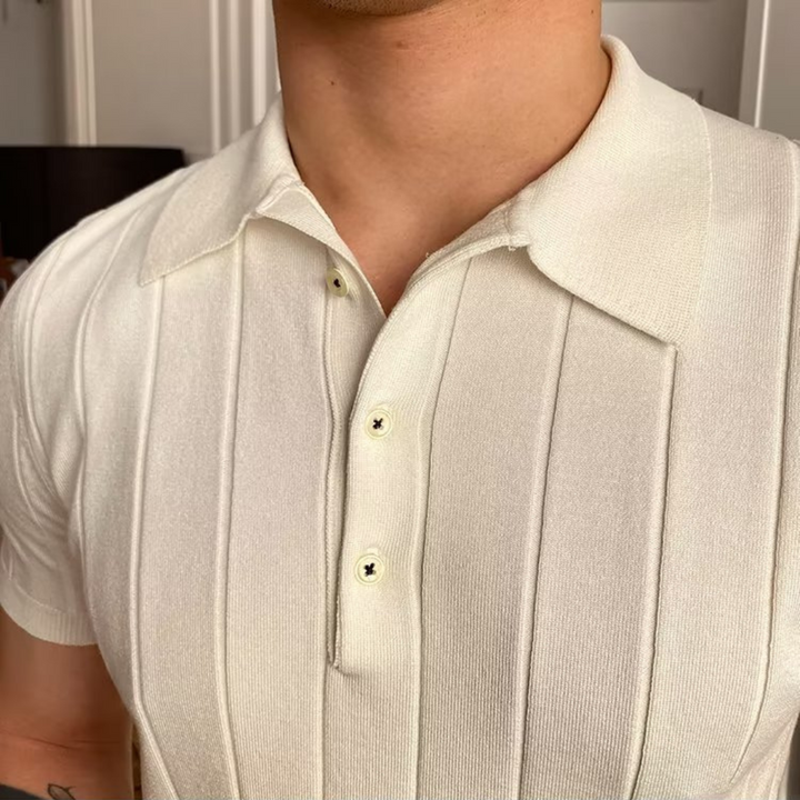 Stijlvolle ribgebreide heren polo. Ideaal als casual of moderne herenkleding voor elk seizoen.