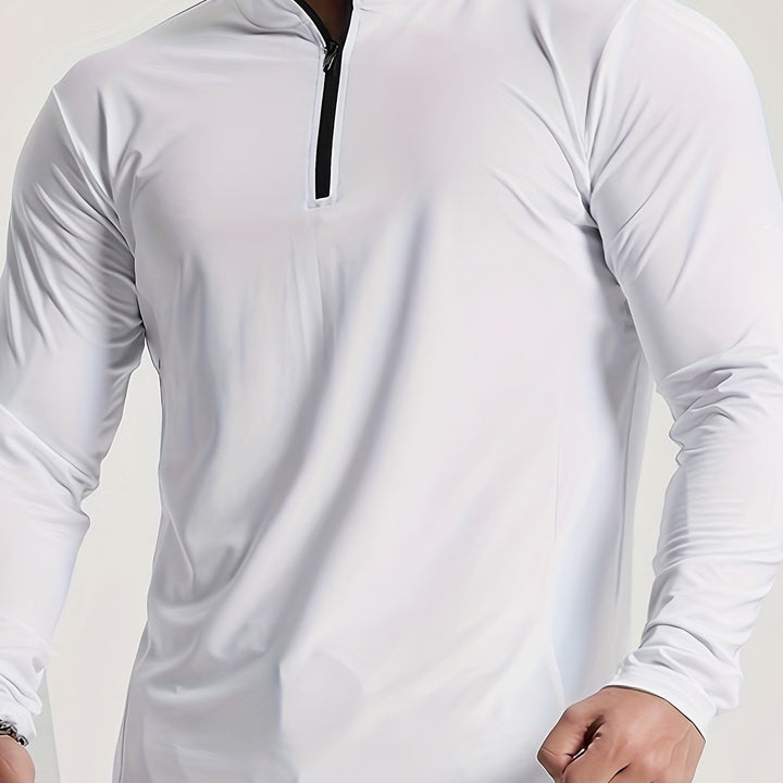 Stijlvol en veelzijdig heren slim-fit henleyshirt met lange mouwen en halve rits, moderne herenmode.