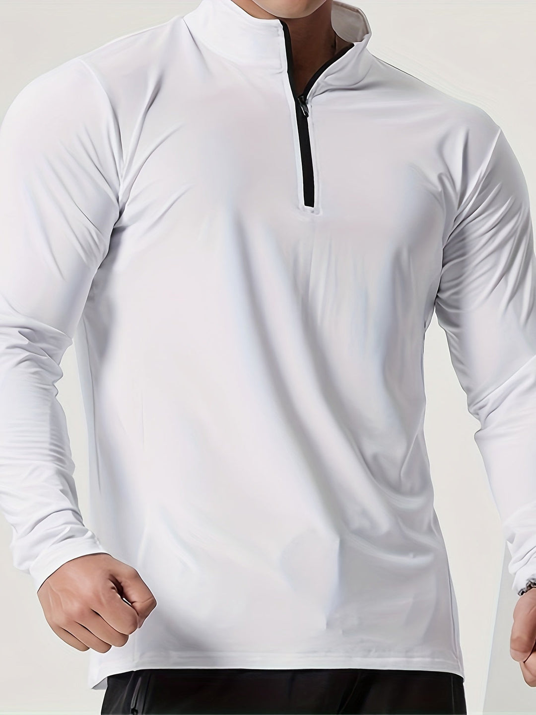 Veelzijdig heren henleyshirt met halve rits, lange mouwen en slim-fit pasvorm, geschikt voor heren mode.