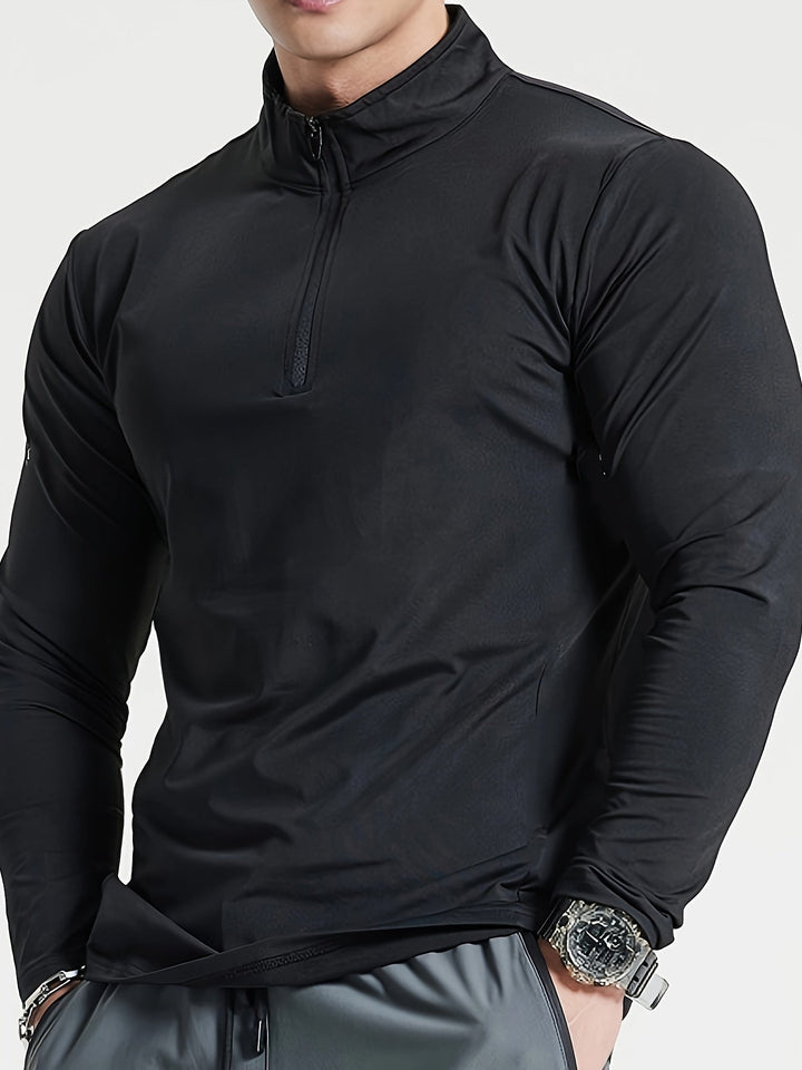 Modern heren henleyshirt, slim-fit met lange mouwen en een veelzijdige halve rits voor elke gelegenheid.