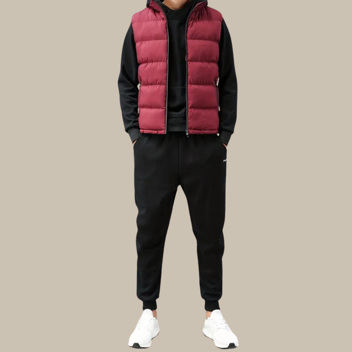 Trendy heren waterafstotend vest, gewatteerd met rits, ideale bovenkleding voor lente en herfst.
