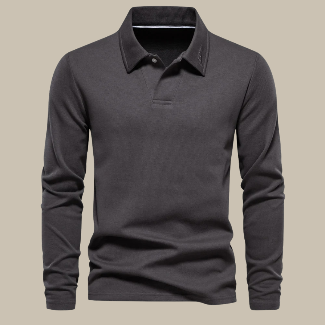 Elegant heren poloshirt lange mouw, modieus en casual. Perfect voor lente, herfst en winter.