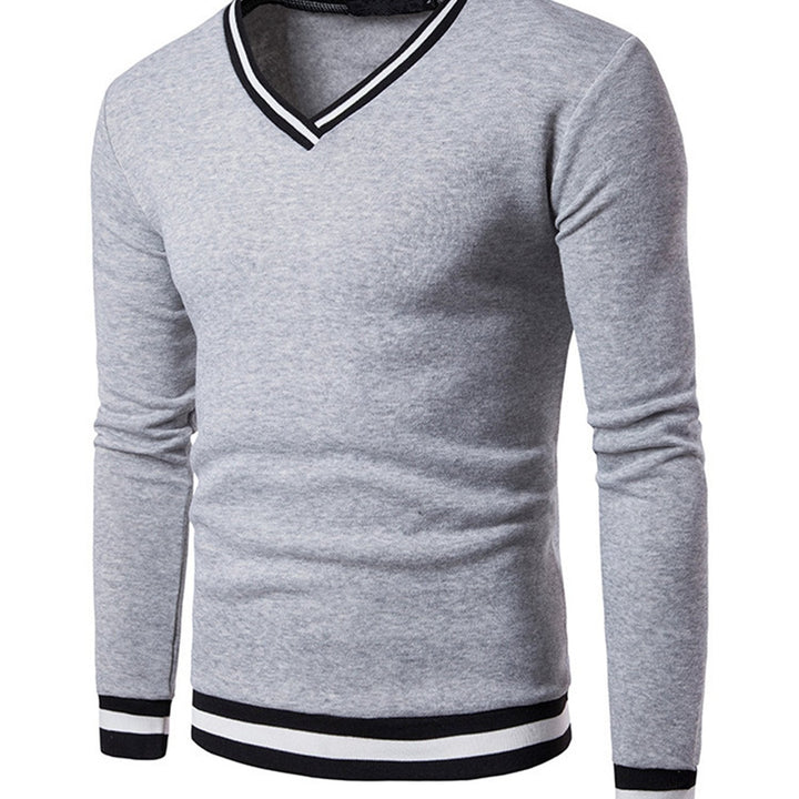 Heren colourblock sweatshirt met V-hals. Warm, comfortabel en modieus voor de winter. Lange mouwen.