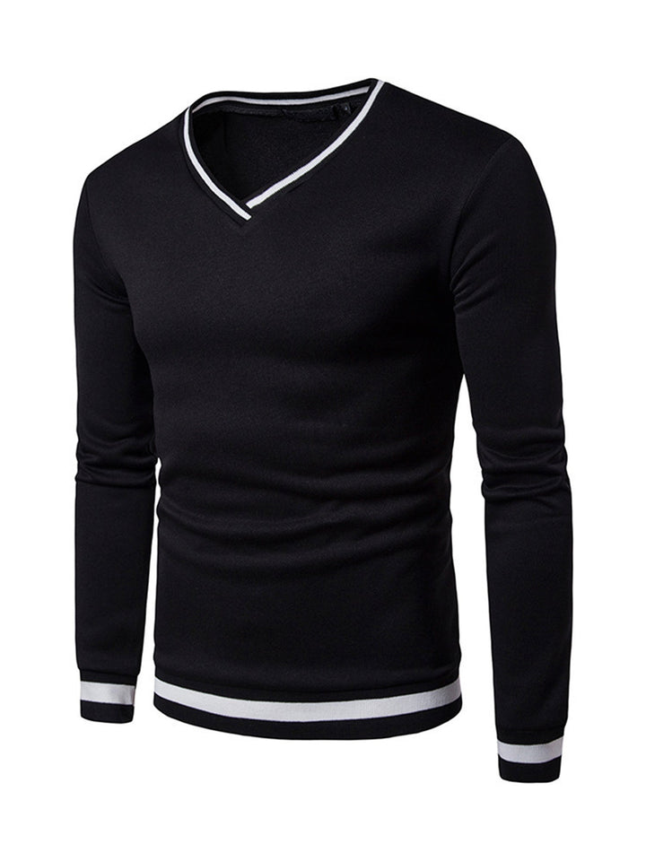 Comfortabel warm heren colourblock sweatshirt, V-hals design, lange mouwen. Geschikt voor herfst/winter.