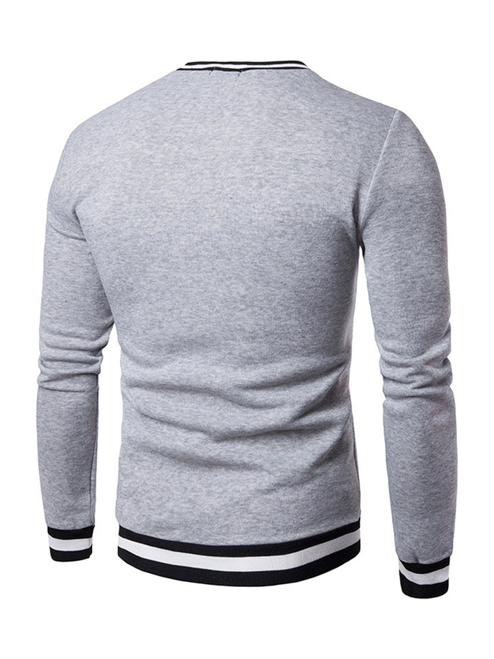 Extra warm colourblock sweatshirt voor heren met trendy V-hals en comfortabele pasvorm.