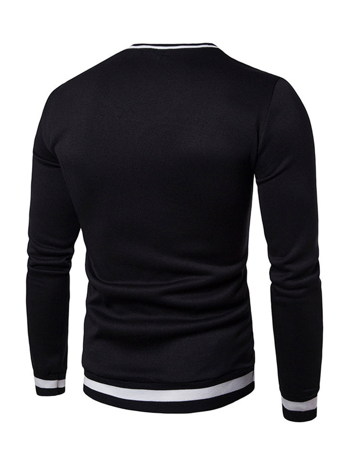 Trendy colourblock heren sweatshirt, V-hals, lange mouwen. Geschikt voor ontspannen en modieuze dagen.