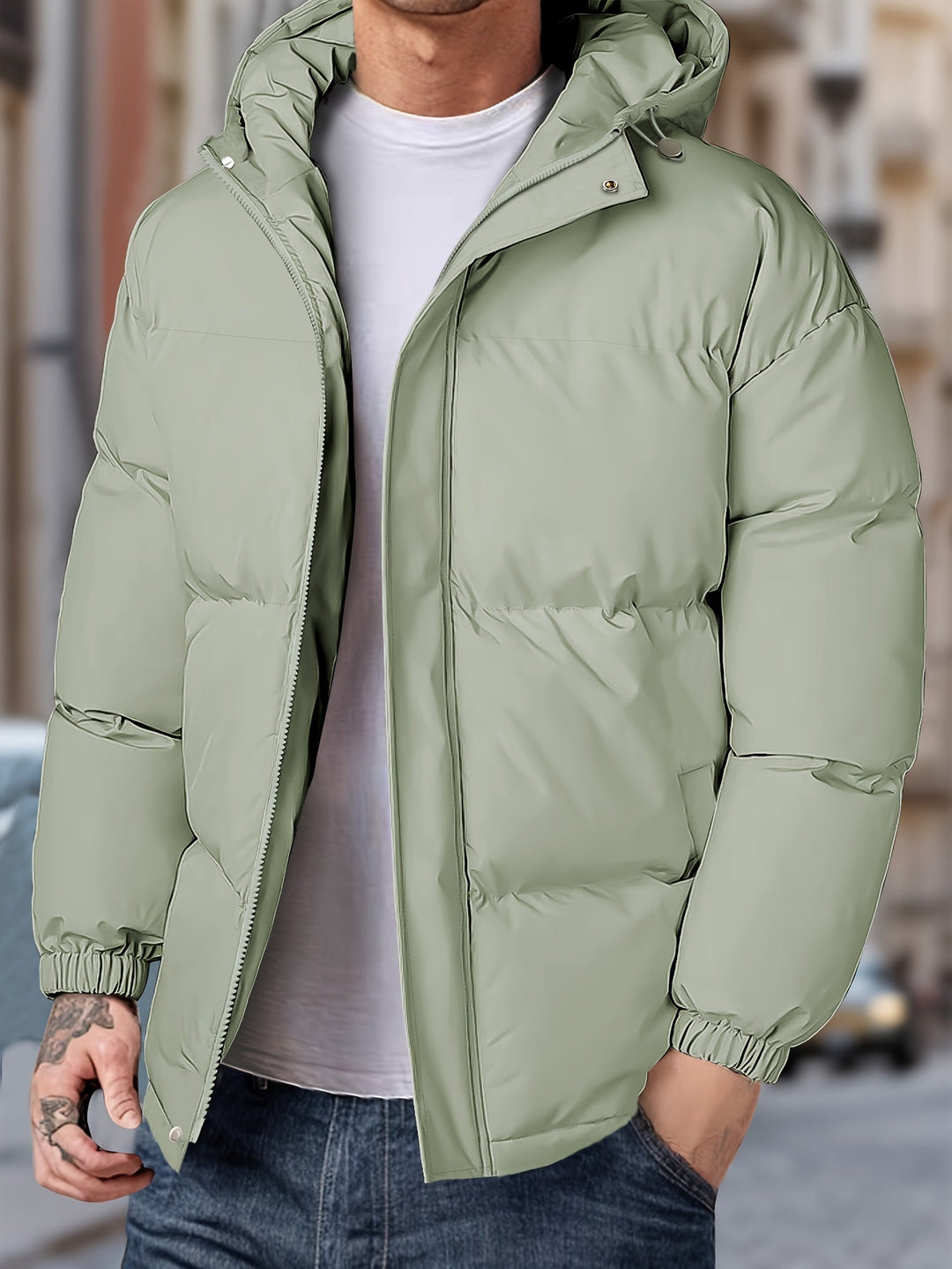 Casual heren winterjas van katoenmix, winddicht en warm met capuchon. Perfect voor de winter.