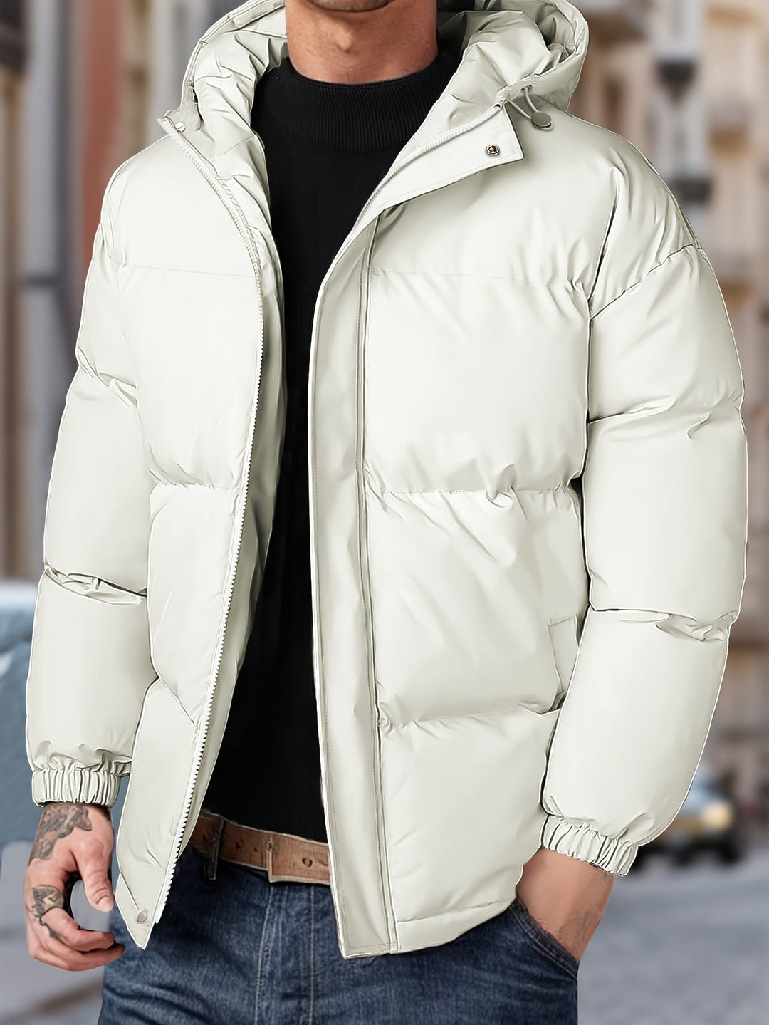 Heren winterjack met capuchon, winddicht en warm, ideaal voor koude dagen. Comfortabele parka.