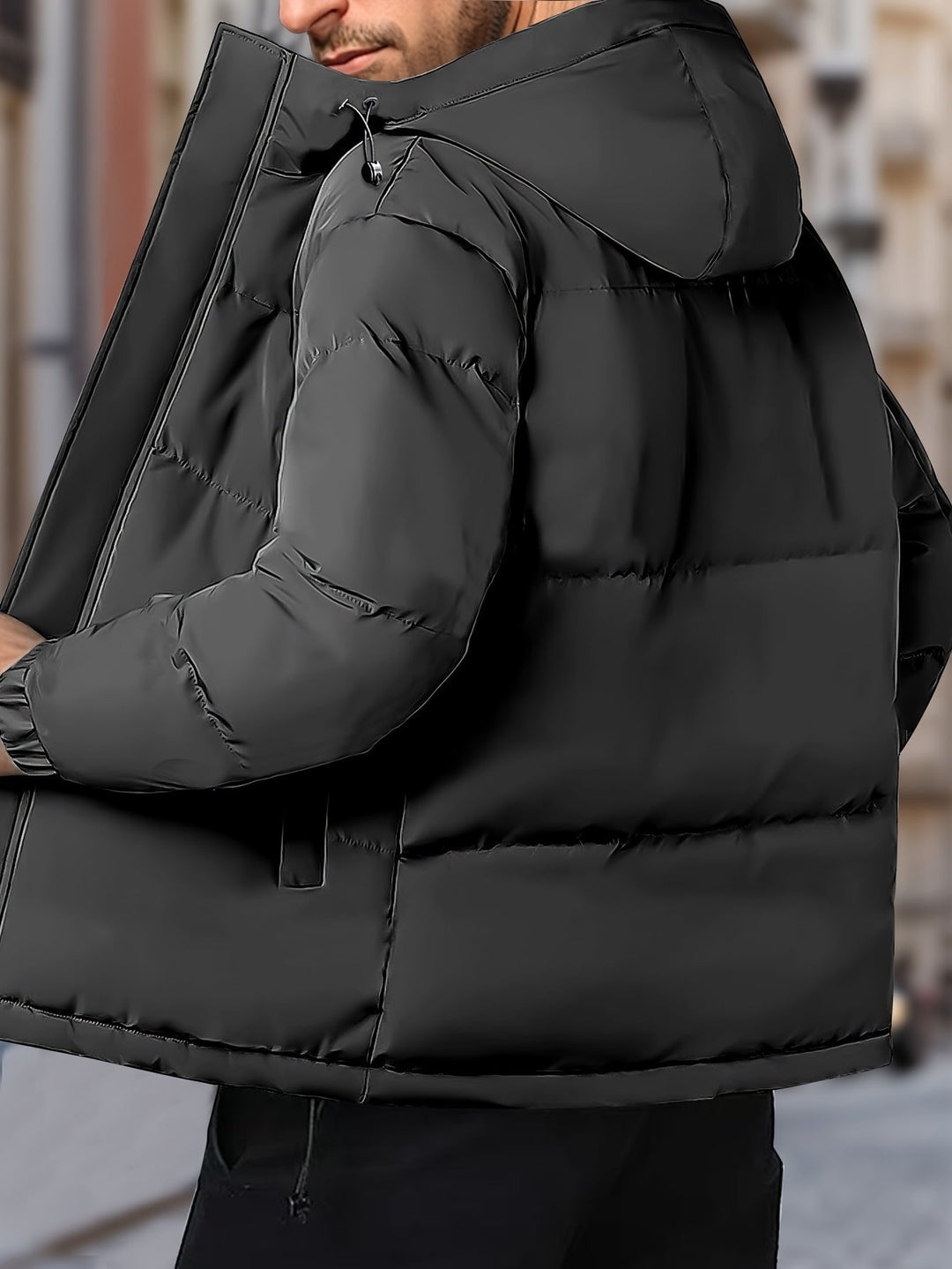 Heren winterjack, winddicht en warm, met een stevige capuchon. Casual jas van katoenmix.