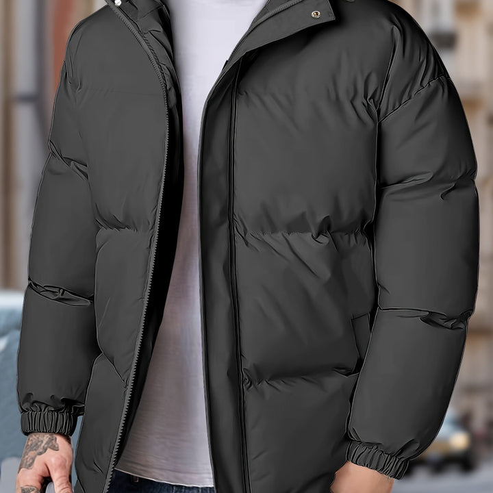 Heren winterjack met capuchon, winddicht, warm en gemaakt van ademende katoenmix voor comfort.