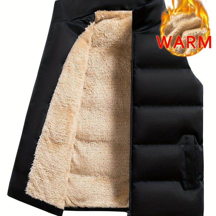 Onmisbaar heren warm fleece wintervest, comfortabele herenkleding voor koude seizoenen. Kwaliteit fleece.