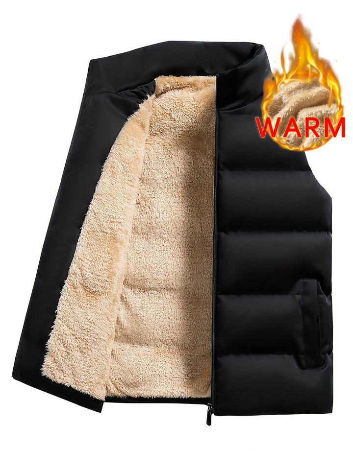 Duurzaam heren fleece wintervest voor outdoor avonturen in de winter en herfst. Warme bovenkleding.