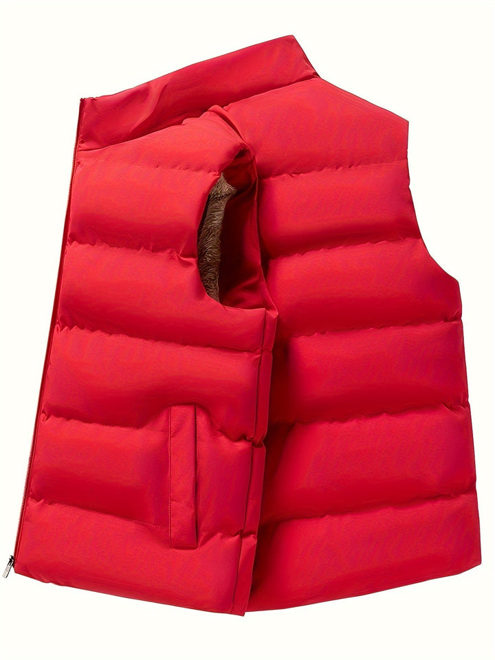 Extra warm heren wintervest van zacht fleece, met hoge kraag voor optimaal comfort. Essentieel wintervest.