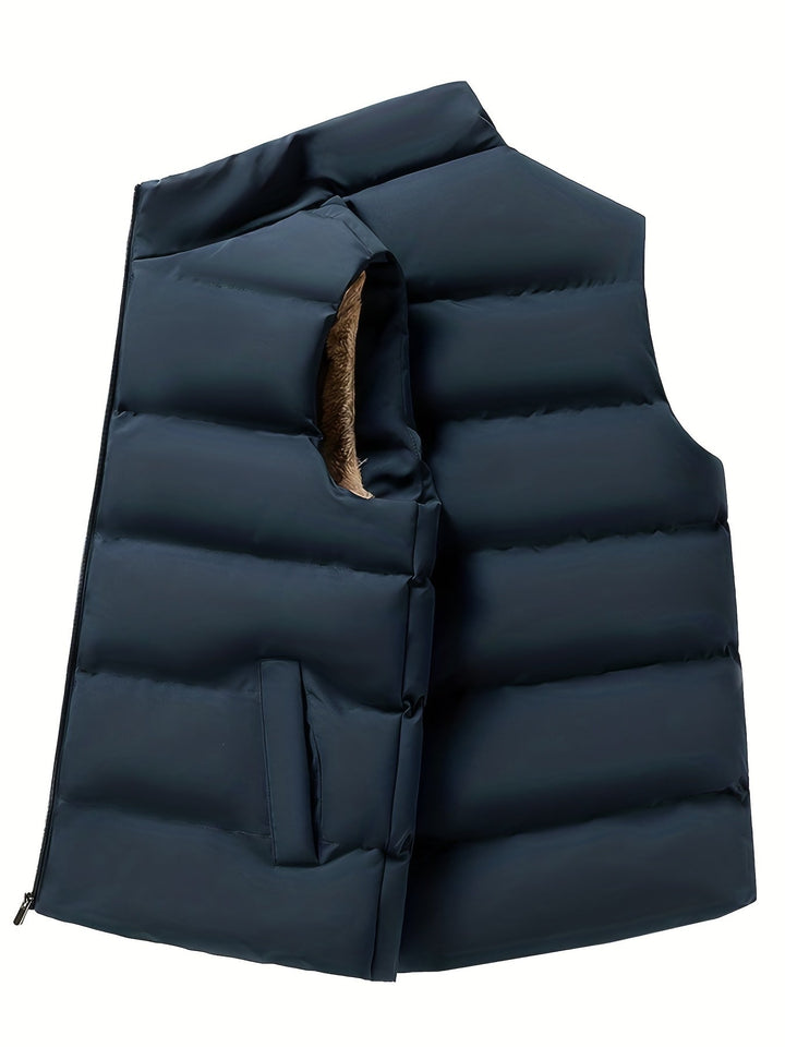 Veelzijdig heren zip-front fleecevest, ideale bovenkleding voor winter en herfst. Casual en warm.