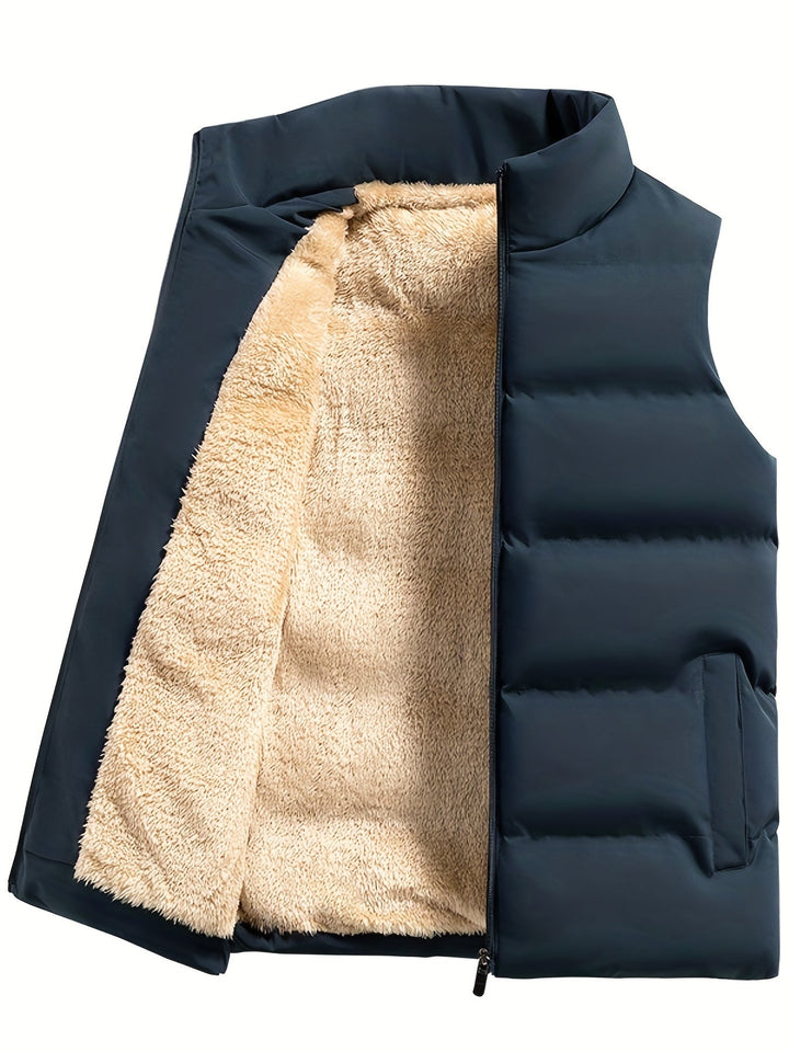 Heren warm fleece wintervest met rits, perfect voor comfort en stijl in de kou. Ideale herenkleding.