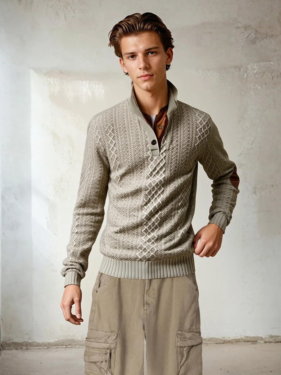 Warme heren trui met kwartsrits in casual stijl. Ideaal voor herfst en winter, comfortabel en elegant.