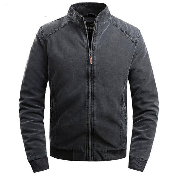 Stijlvol heren bomberjack met ritssluiting en trendy mandarinkraag. Perfect voor casual herfst- en winterkleding.