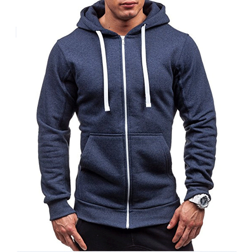 Stijlvolle heren zip-up hoodie met winddichte eigenschappen en trekkoorden. Perfect voor herfst en winter weer.