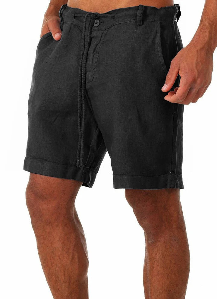 Zwarte stijlvolle heren zomerbroek, ademend en comfortabel voor diverse casual en strandactiviteiten.