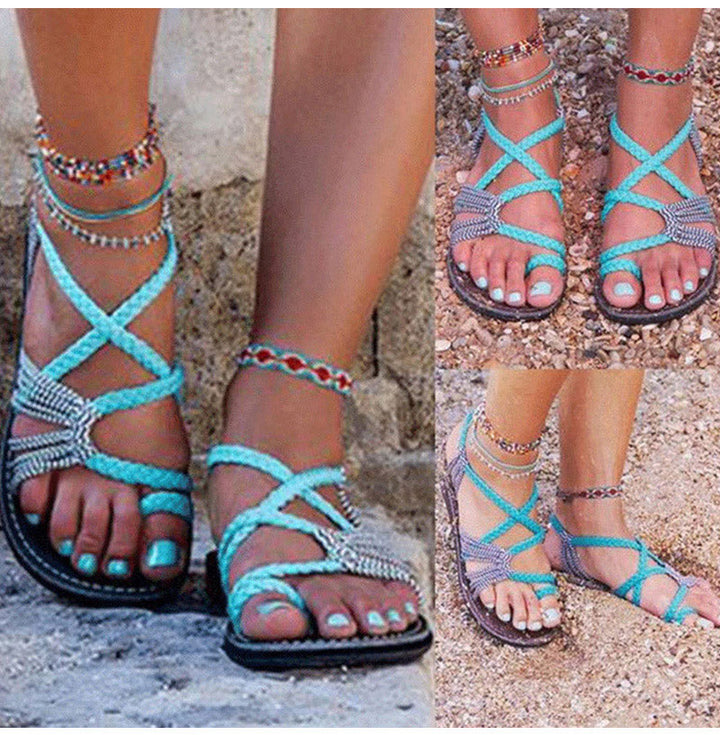 Comfortabele dames platte sandalen met stijlvol palm leaf design, perfect voor warme dagen.