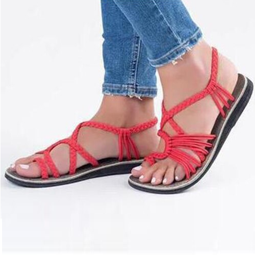 Dames platte sandalen met groen palmblad design, comfortabele zomer slippers.