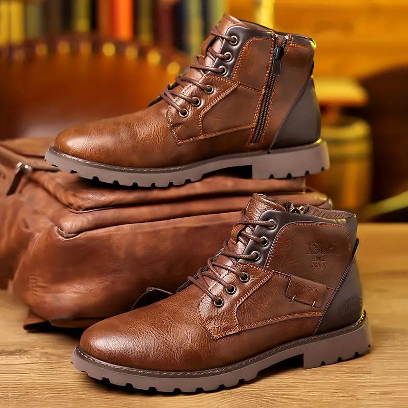 Stijlvolle leren heren enkellaarzen met handige zijrits. Veelzijdige klassieke schoenen voor een nette of casual look.