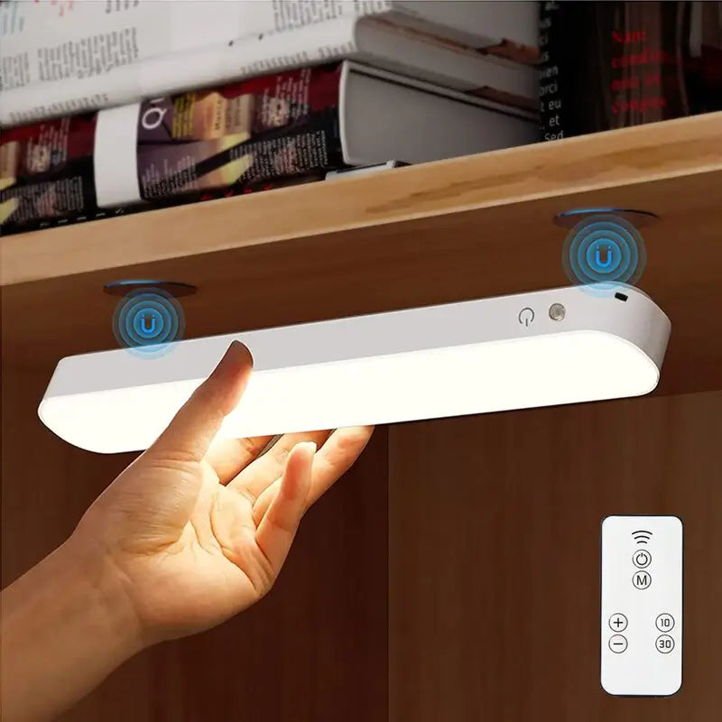 Compacte draadloze LED-bureaulamp, oplaadbaar en dimbaar, met flexibele lichtkop.