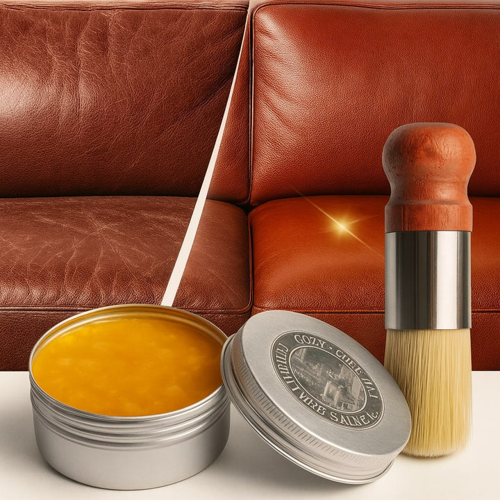LederGlans premium lederbalsem potje voor intensief lederonderhoud, leerverzorging en bescherming van meubels.