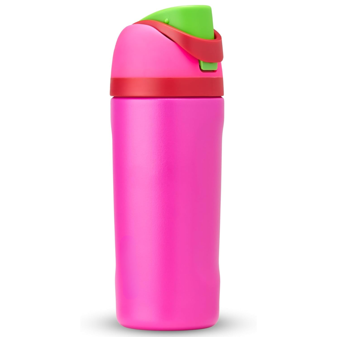 "Lekvrije RVS waterfles met dubbele wandisolatie, BPA-vrij, met handig rietje, modern design, diverse kleuren."