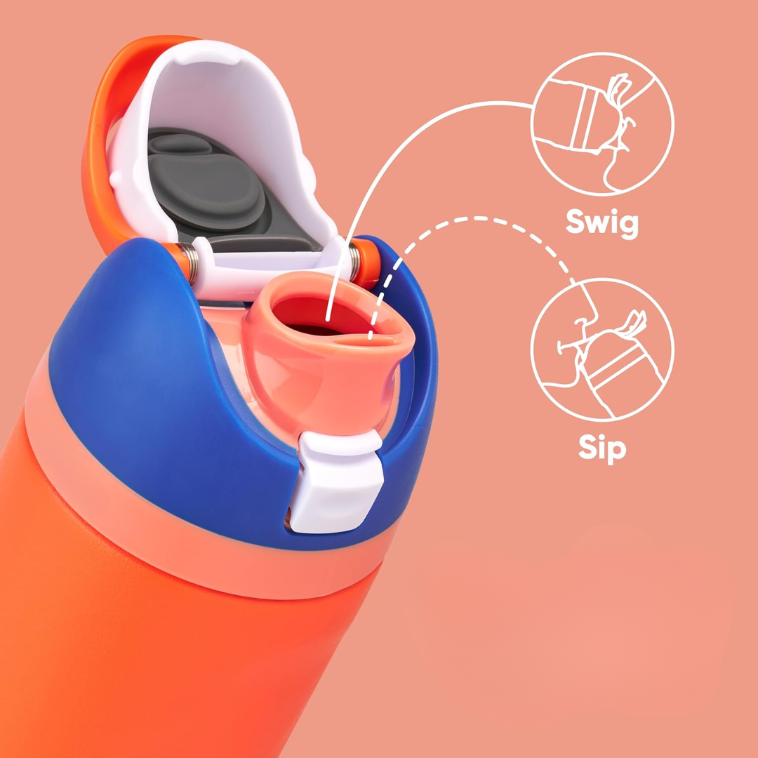 "Lekvrije RVS waterfles met dubbele wandisolatie, BPA-vrij, met handig rietje, modern design, diverse kleuren."