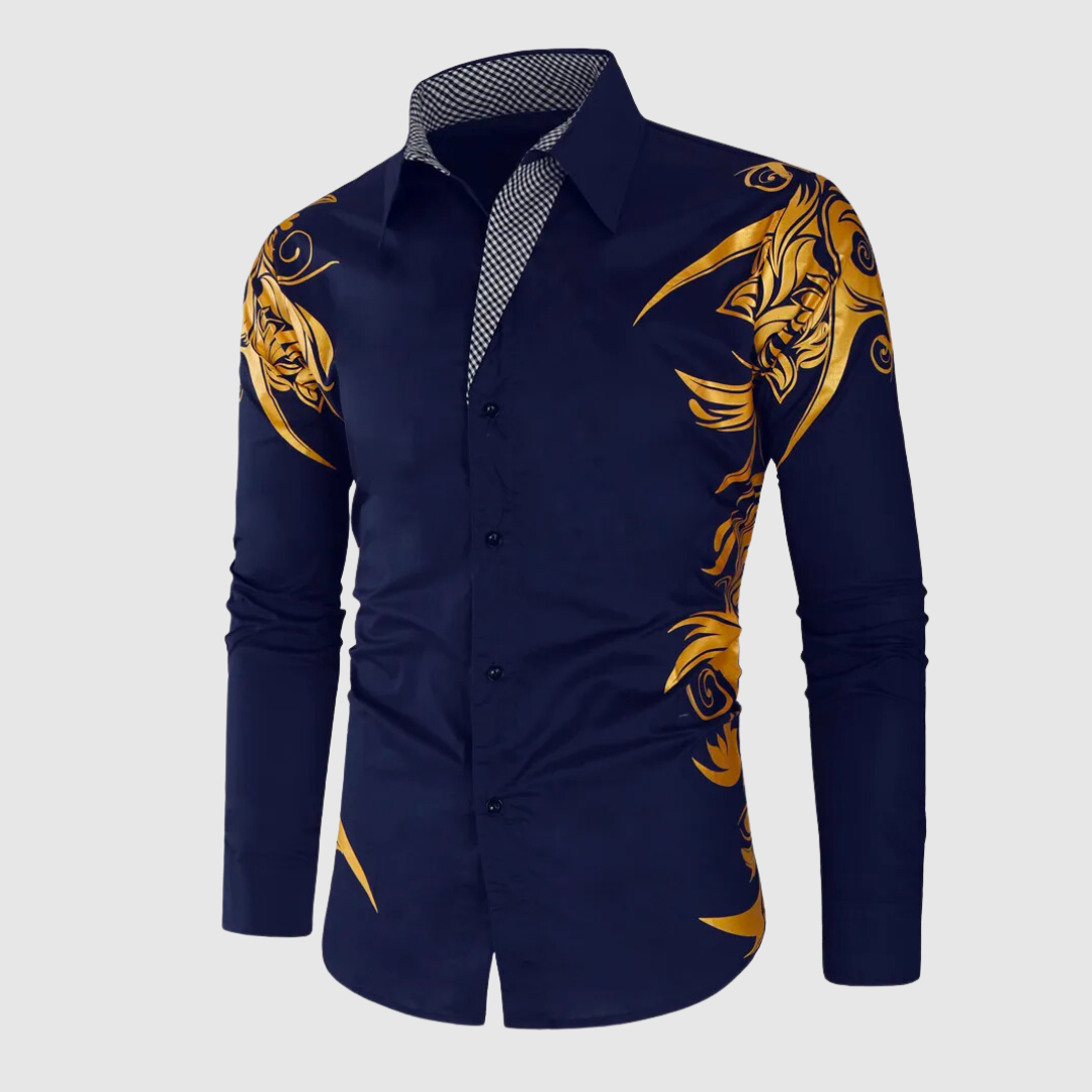 Luxe heren slim fit overhemd met een fijne print. Zachte stof en lange mouwen voor optimaal draagcomfort.