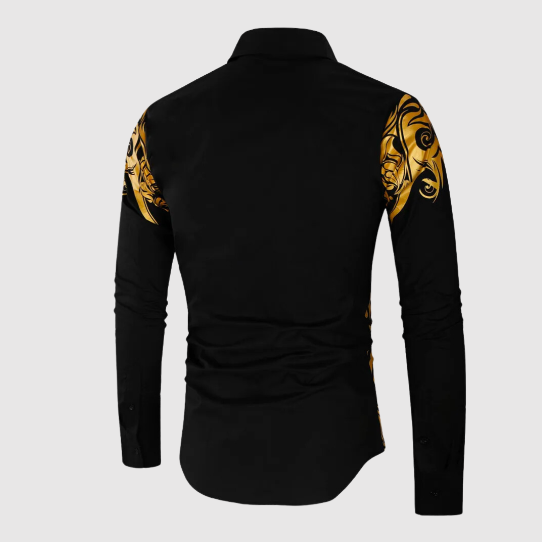 Modieus heren slim fit overhemd met unieke print. Perfect voor een trendy look, lange mouw.