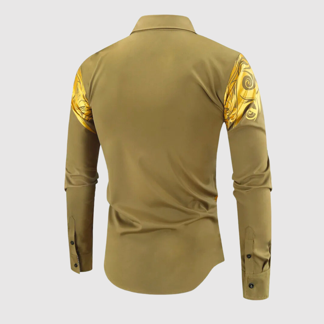 Heren overhemd met gedurfde print en slim fit pasvorm. Trendy lange mouw design, perfect voor herenkleding.