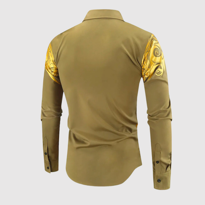 Heren overhemd met gedurfde print en slim fit pasvorm. Trendy lange mouw design, perfect voor herenkleding.