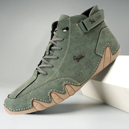 Leren orthopedische wandelschoenen heren, comfortabel en duurzaam, geschikt voor lange wandelingen, in bruin.