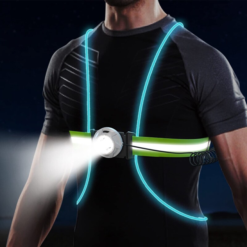 Veiligheidsvest met heldere LED-verlichting voor nachtzicht. Unisex reflecterend hardloopvest voor hardlopen, fietsen, wandelen.
