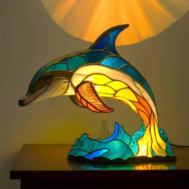 Sfeerlamp dierenkunst, hars design met LED licht, uniek woonaccessoire cadeau.