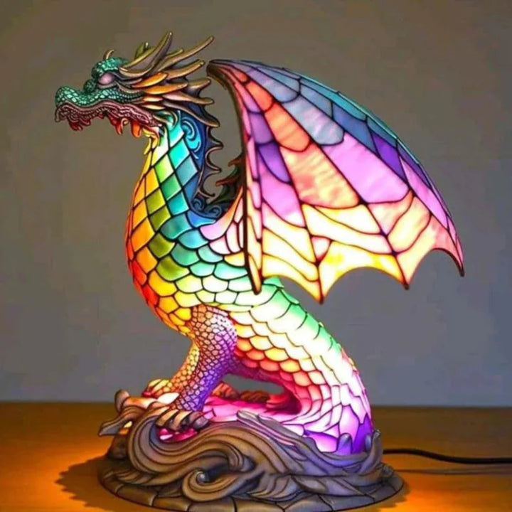 Artistiek dieren nachtlampje, LED verlichting en hars sculptuur voor kinderkamer.