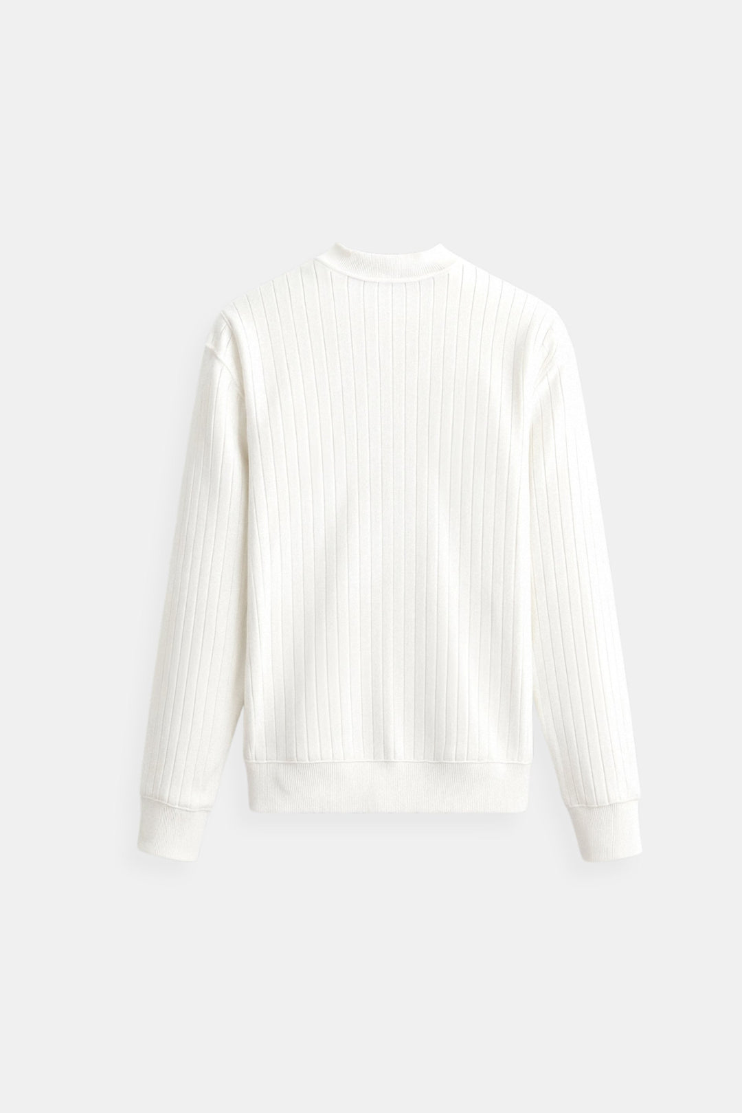 Elegante heren longsleeve trui in wit, met een geribbelde afwerking en tijdloze ronde hals.
