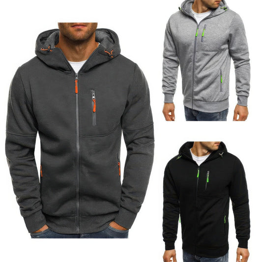 "Liam vest heren met capuchon in sportief jacquard, effen kleuren, ritssluiting en zakken, ideaal voor sport en casual dagen.